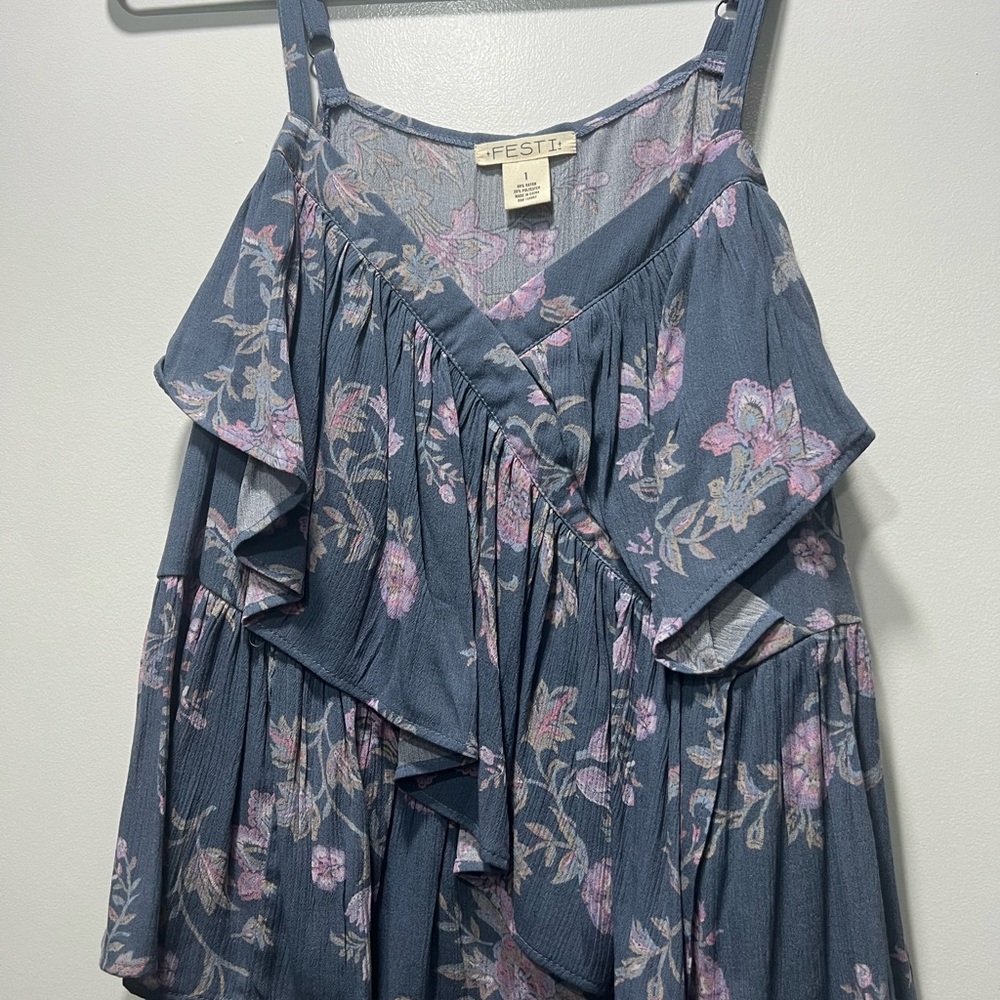 Torrid Blue and Pink Floral Blouse